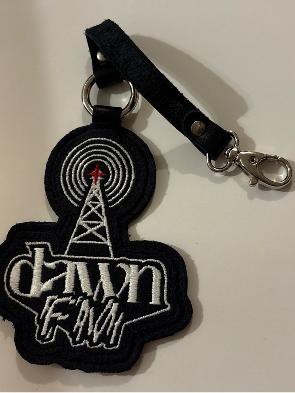 Roots Black Embroidered Key & Card Holder with Silver Hardware
